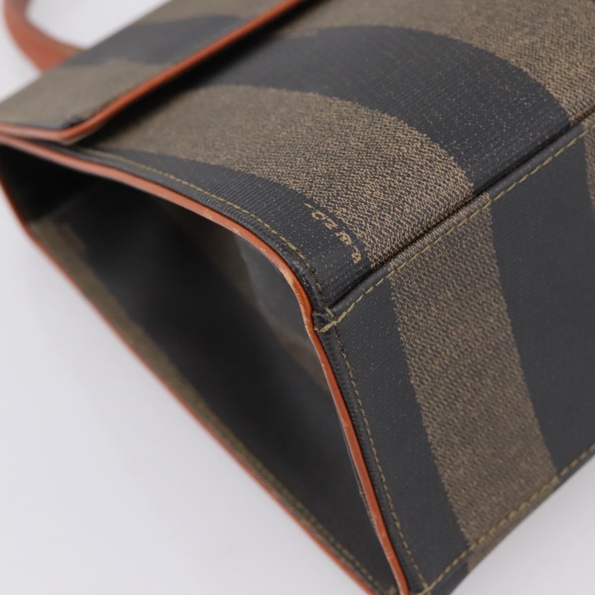 FENDI Pecan Canvas Hand Bag PVC Black Brown Auth ep16222