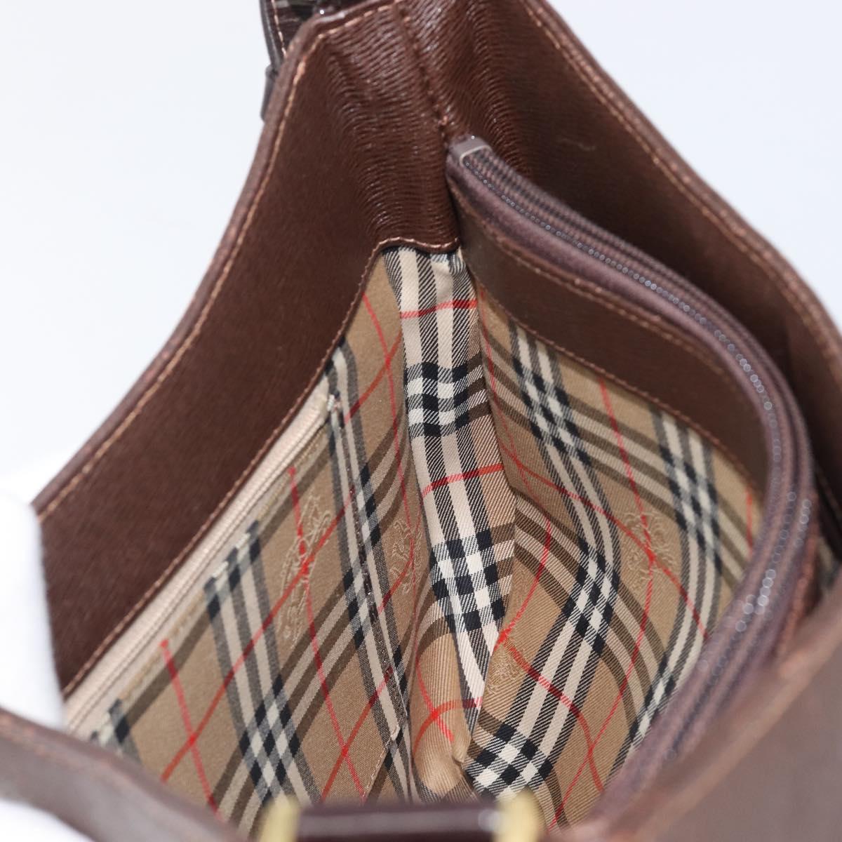 Burberrys Shoulder Bag Leather Brown Gold Auth ep16223