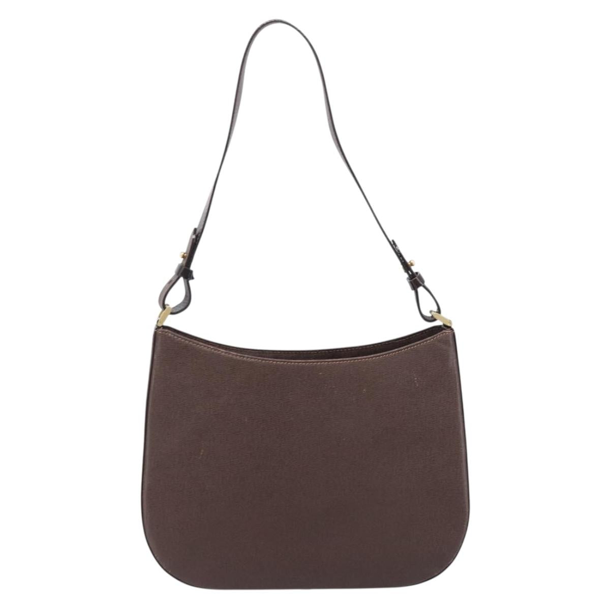 Burberrys Shoulder Bag Leather Brown Gold Auth ep16223