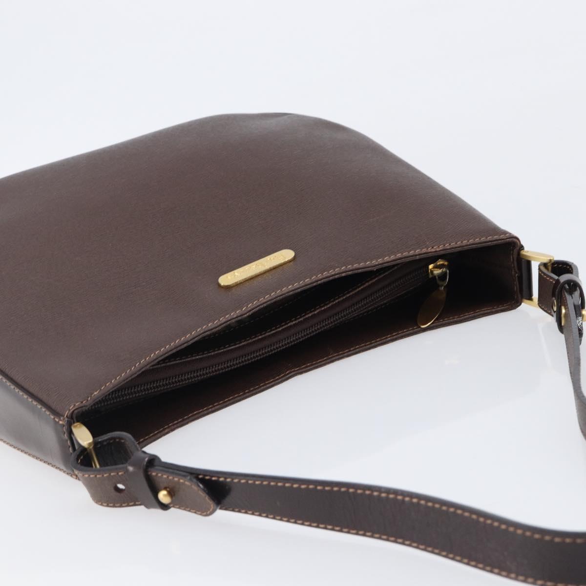 Burberrys Shoulder Bag Leather Brown Gold Auth ep16223
