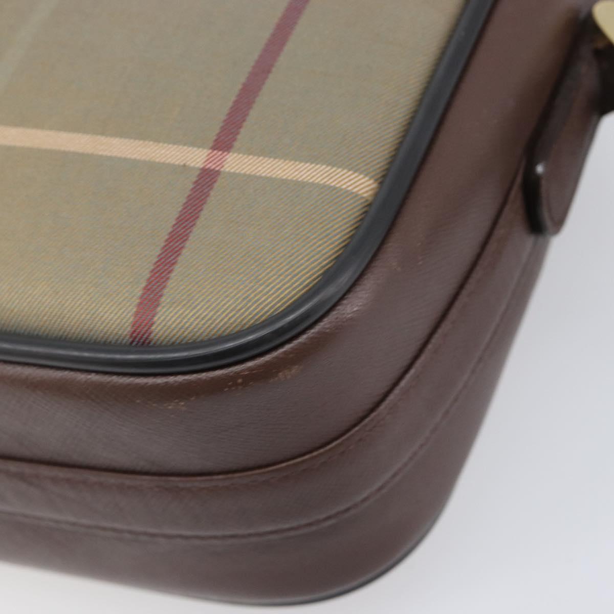 Burberrys Nova Check Shoulder Bag Canvas Beige Gold Auth ep16224