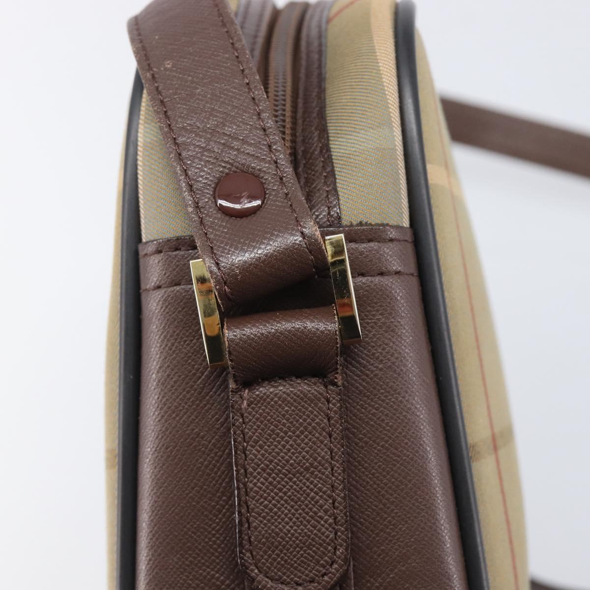 Burberrys Nova Check Shoulder Bag Canvas Beige Gold Auth ep16224