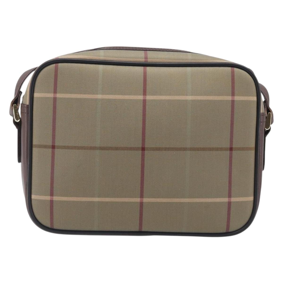 Burberrys Nova Check Shoulder Bag Canvas Beige Gold Auth ep16224