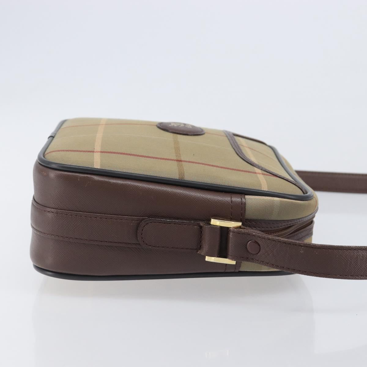 Burberrys Nova Check Shoulder Bag Canvas Beige Gold Auth ep16224