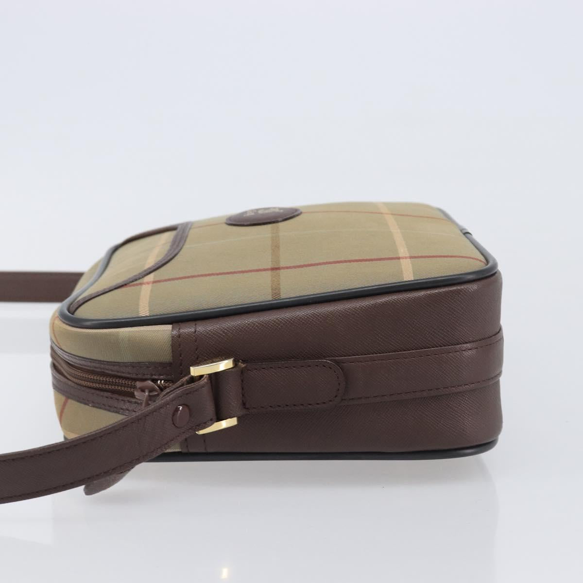 Burberrys Nova Check Shoulder Bag Canvas Beige Gold Auth ep16224