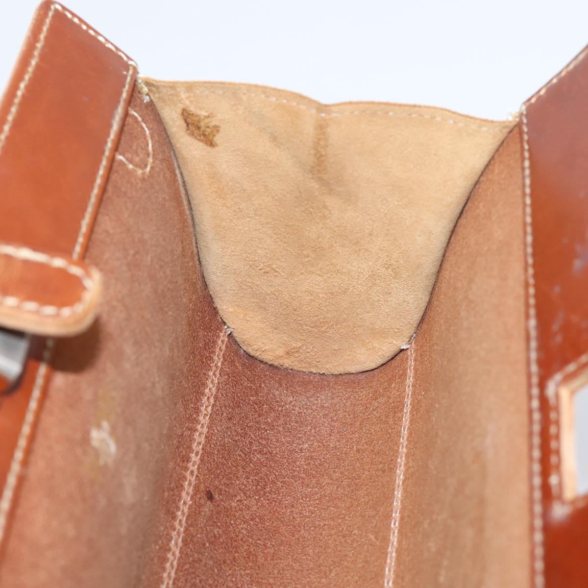 LOEWE Shoulder Bag Leather Brown Gold Auth ep16225