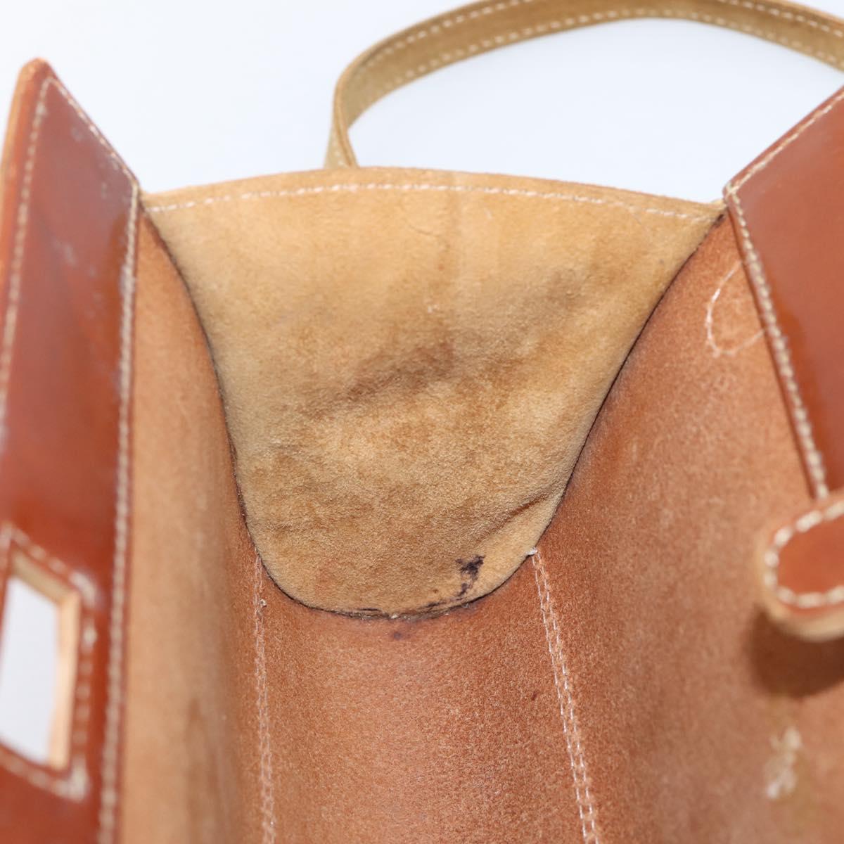 LOEWE Shoulder Bag Leather Brown Gold Auth ep16225