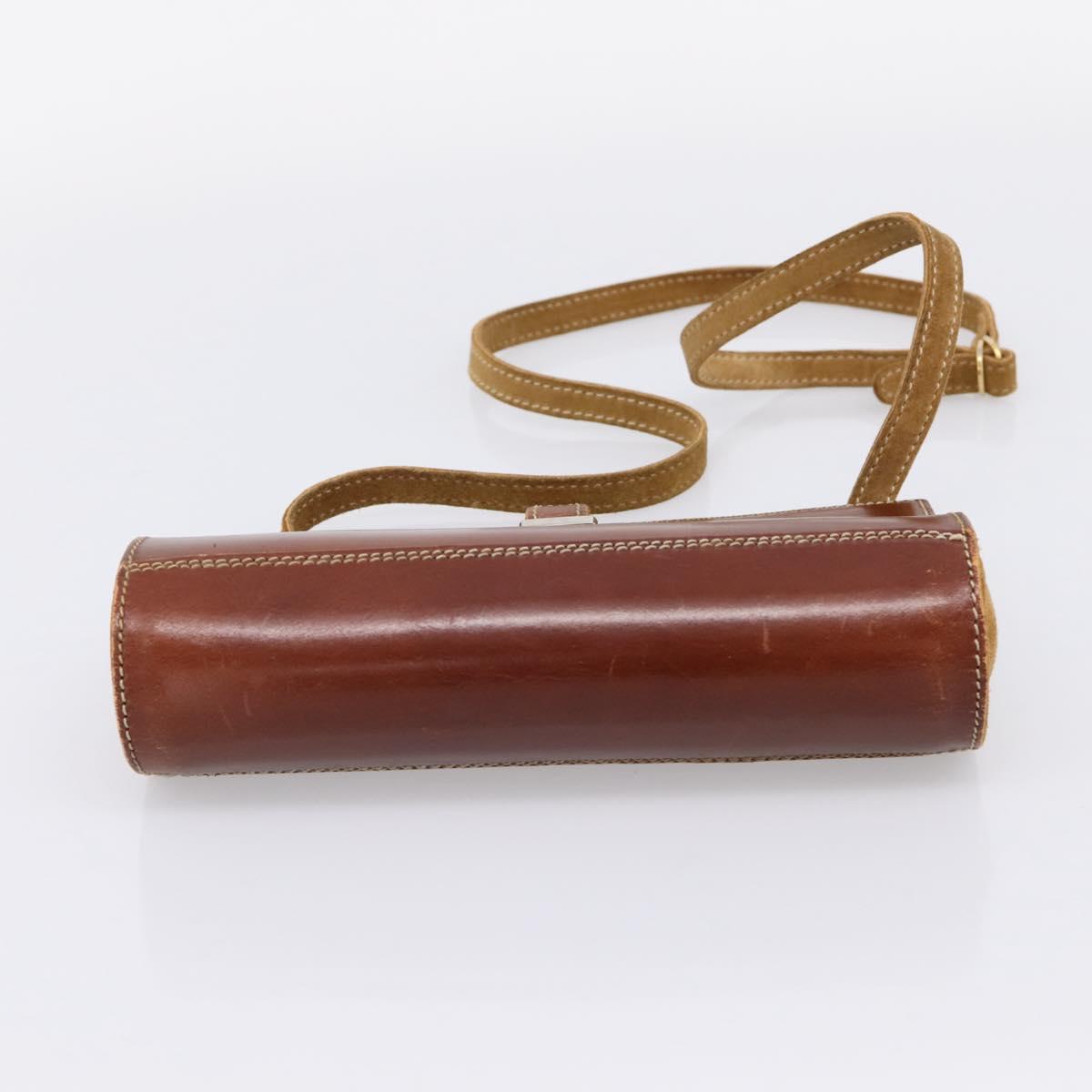 LOEWE Shoulder Bag Leather Brown Gold Auth ep16225