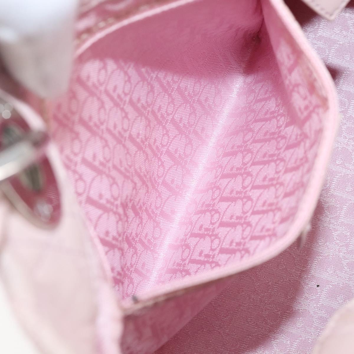 Christian Dior Lady Dior Hand Bag Leather Pink Silver Auth ep16226