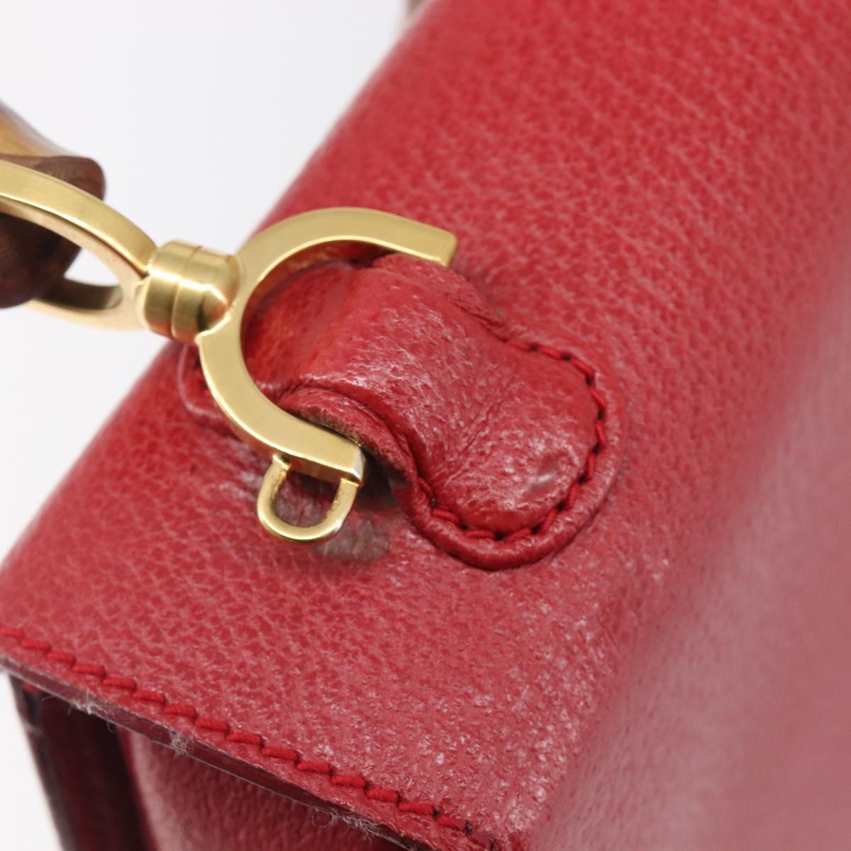 GUCCI Bamboo Hand Bag Leather Red Gold 000 1227 0633 Auth ep16228A