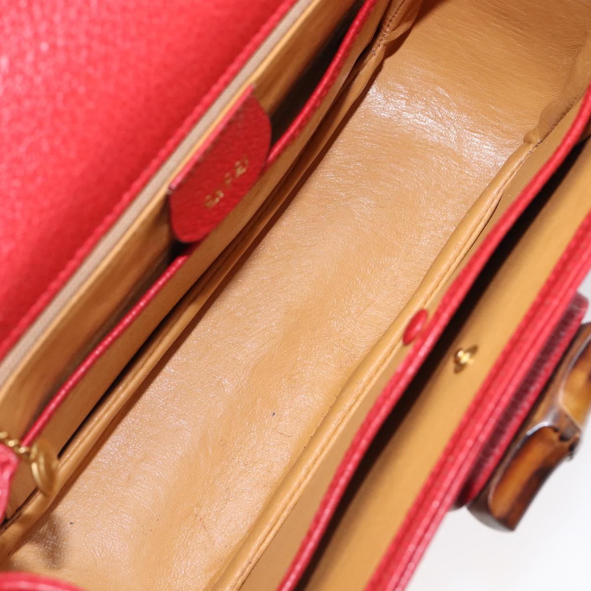 GUCCI Bamboo Hand Bag Leather Red Gold 000 1227 0633 Auth ep16228A