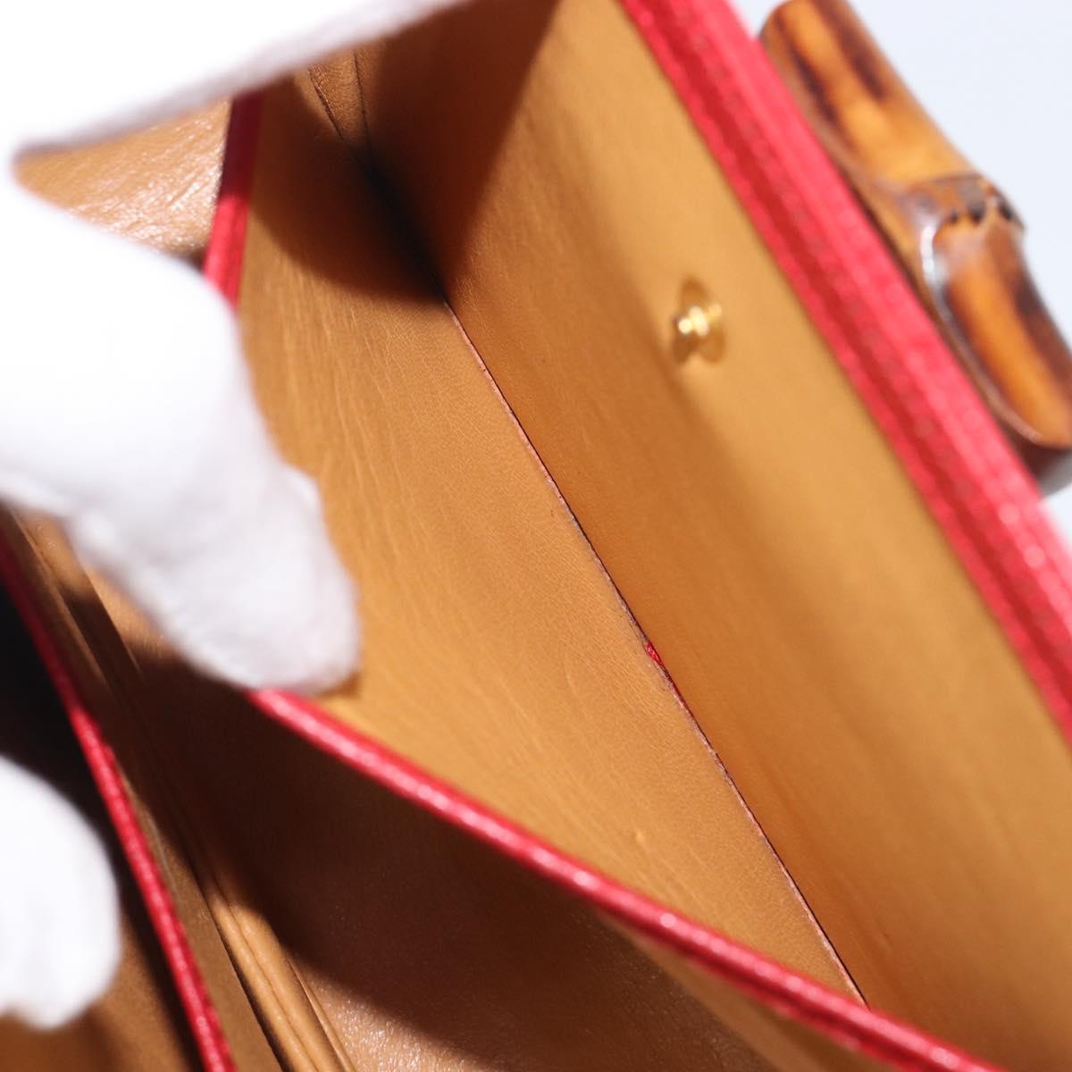 GUCCI Bamboo Hand Bag Leather Red Gold 000 1227 0633 Auth ep16228A