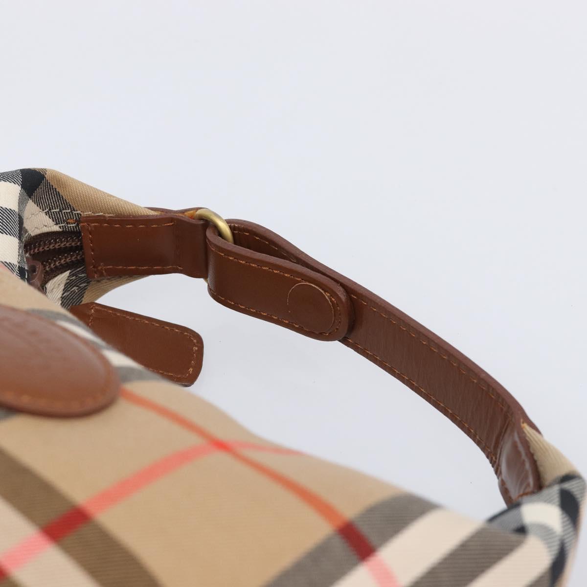 Burberrys Nova Check Hand Bag Canvas Beige Gold Auth ep16229