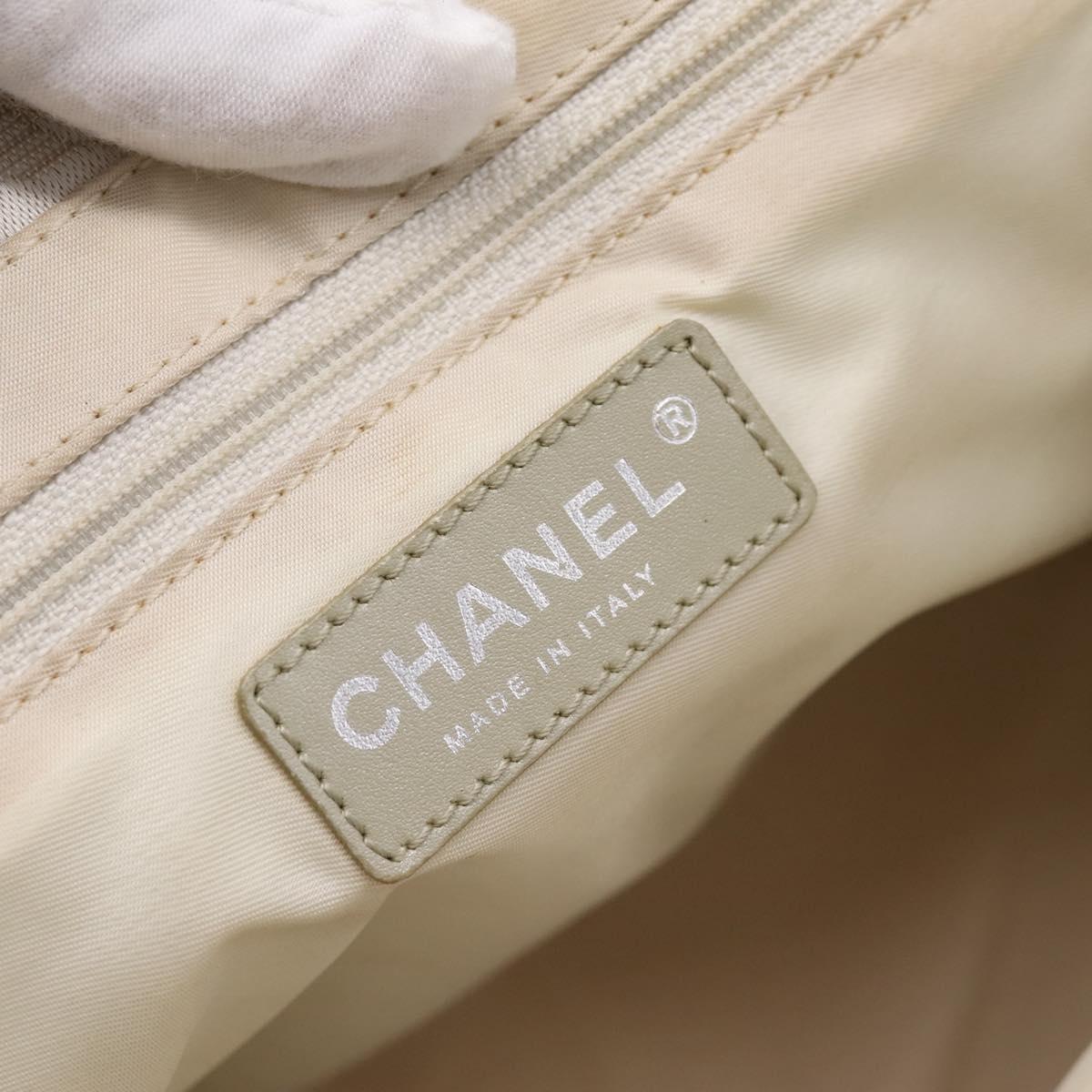 CHANEL New Travel Line Tote Bag Canvas Beige Silver CC Auth ep16230