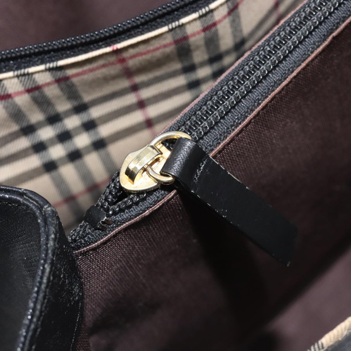 BURBERRY Hand Bag Leather Black Gold Auth ep16231