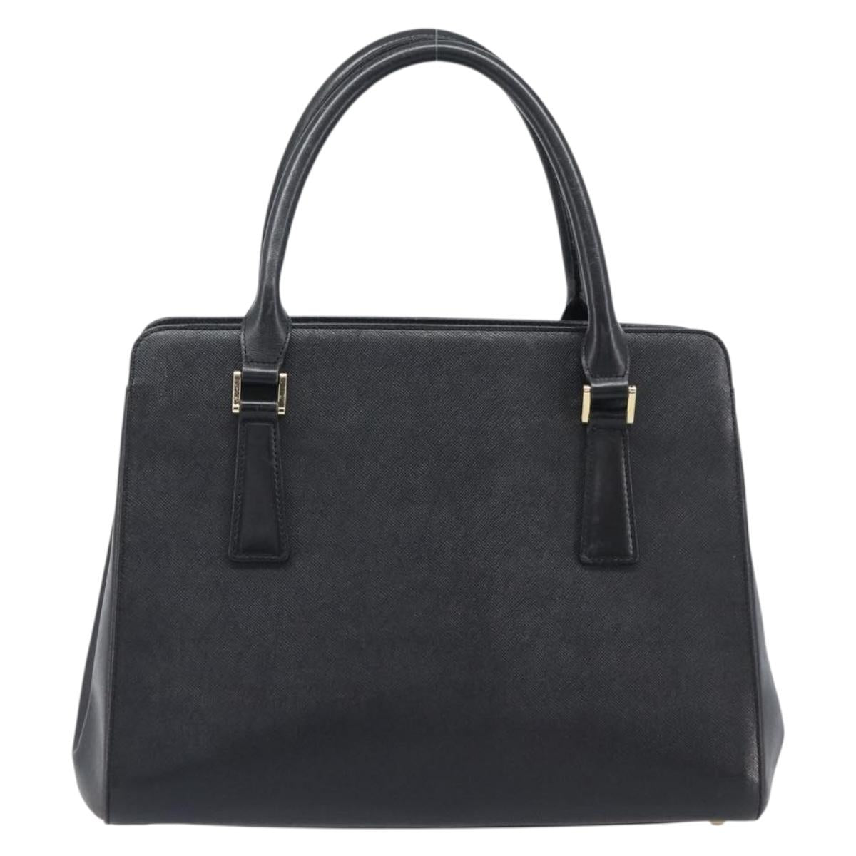 BURBERRY Hand Bag Leather Black Gold Auth ep16231