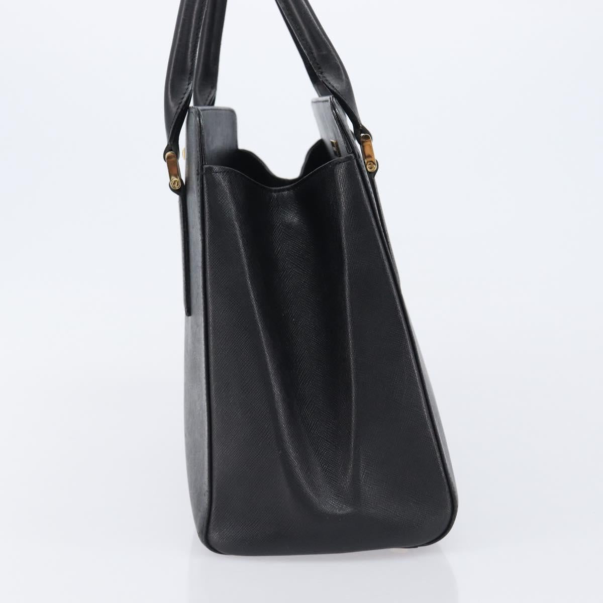 BURBERRY Hand Bag Leather Black Gold Auth ep16231