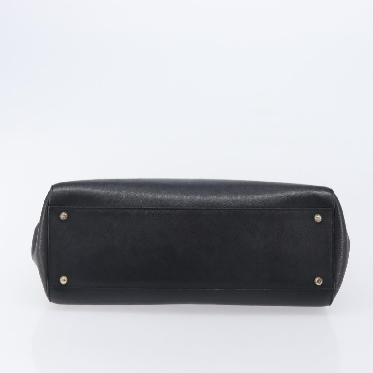 BURBERRY Hand Bag Leather Black Gold Auth ep16231
