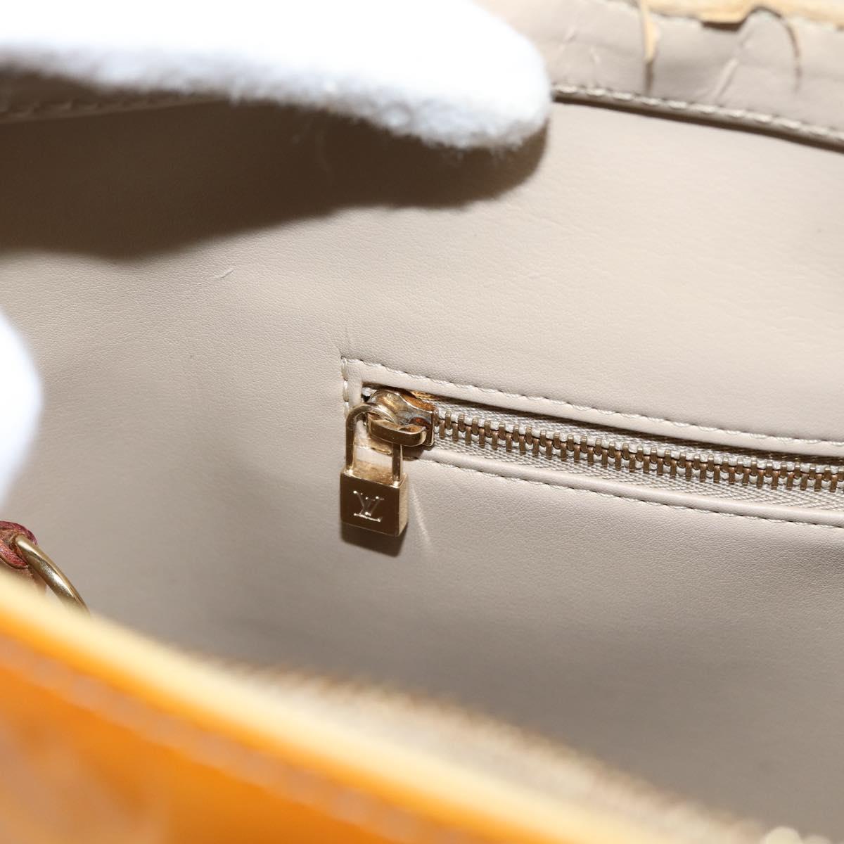 LOUIS VUITTON Monogram Vernis Houston Hand Bag Beige M91004 LV Auth ep16235