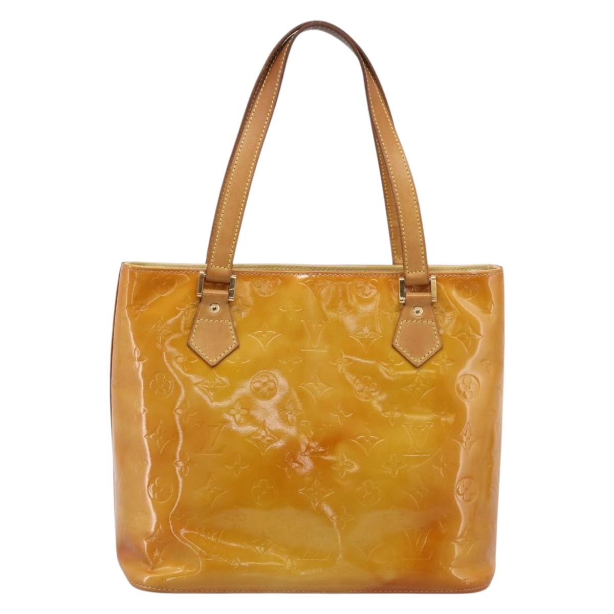 LOUIS VUITTON Monogram Vernis Houston Hand Bag Beige M91004 LV Auth ep16235
