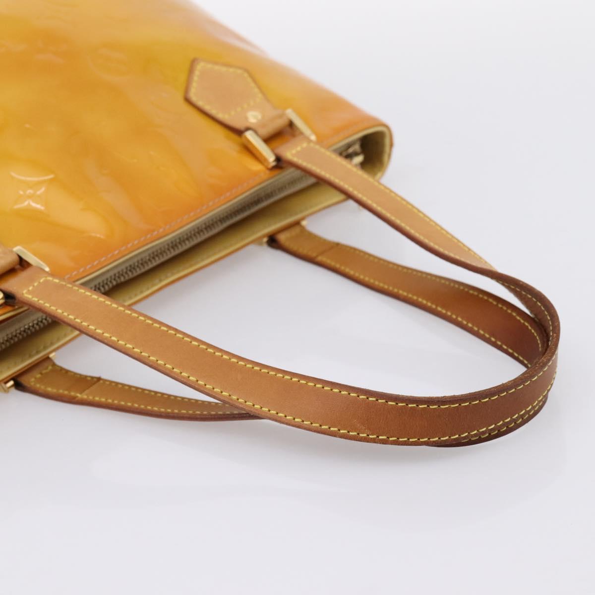 LOUIS VUITTON Monogram Vernis Houston Hand Bag Beige M91004 LV Auth ep16235