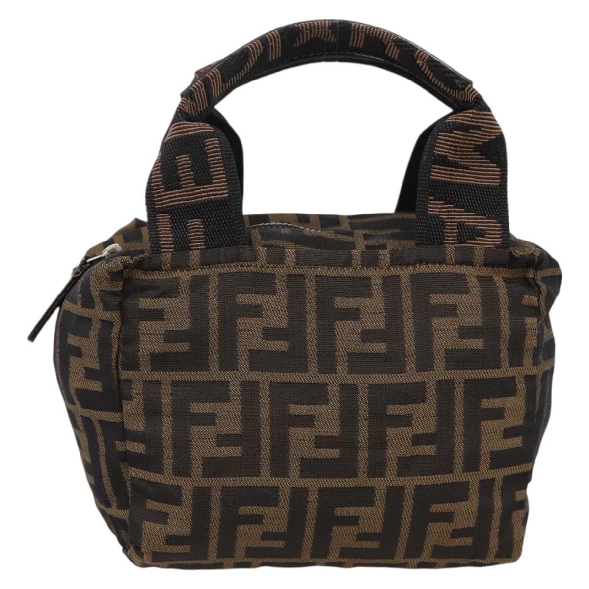 FENDI Zucca Canvas Hand Bag Black Brown Auth ep16243