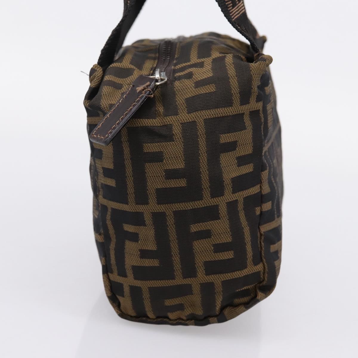 FENDI Zucca Canvas Hand Bag Black Brown Auth ep16243
