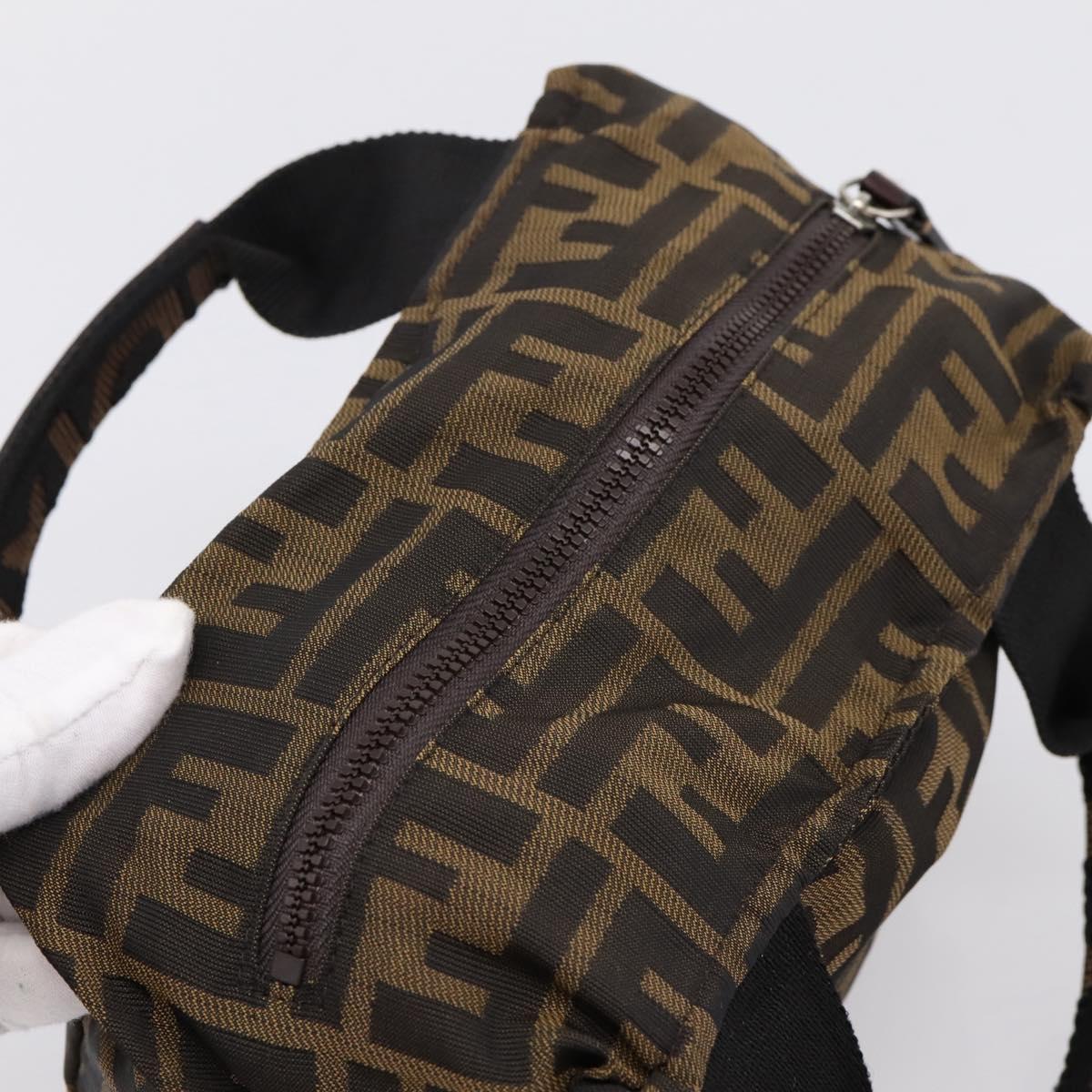FENDI Zucca Canvas Hand Bag Black Brown Auth ep16243