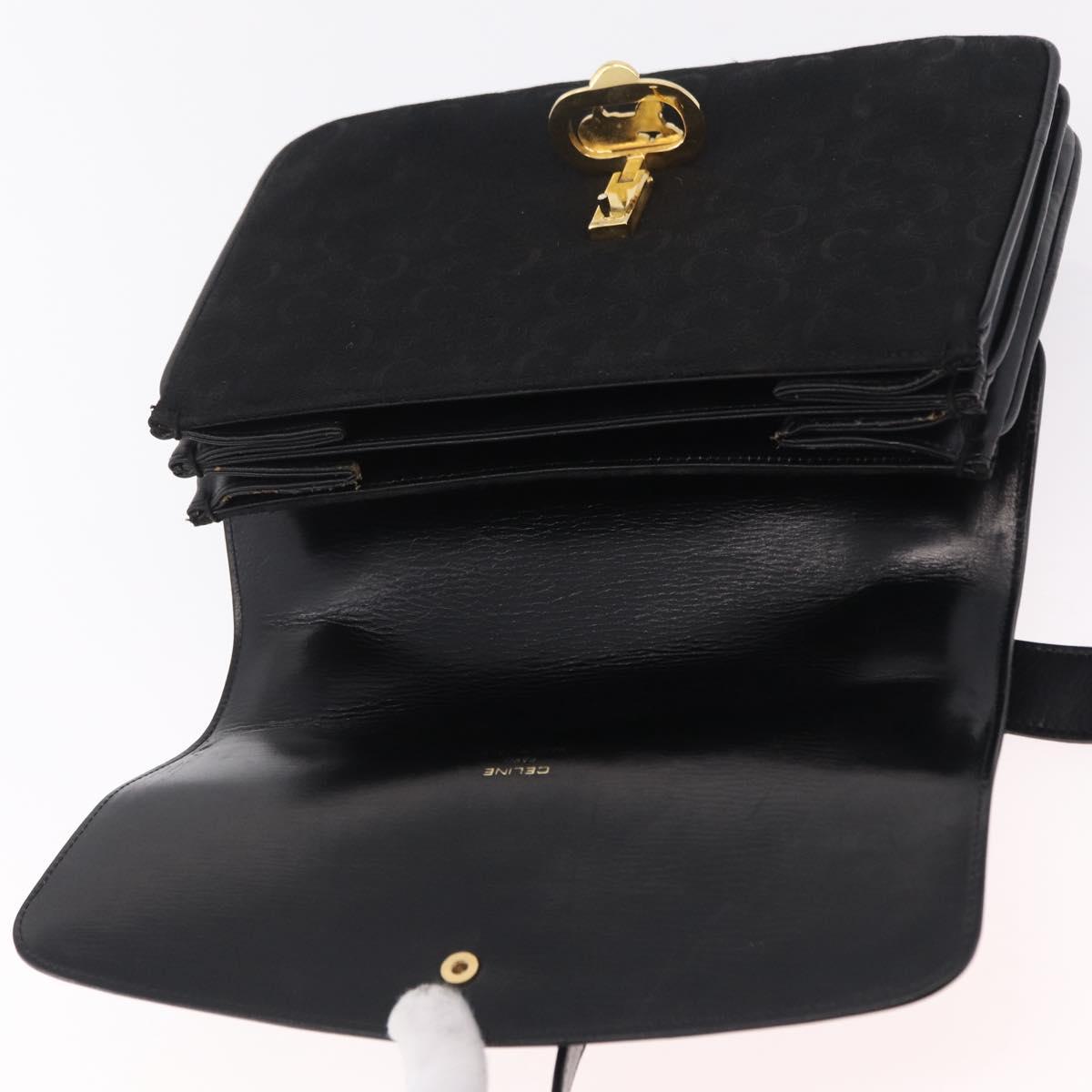 CELINE C Sulky Shoulder Bag Canvas Black Gold Auth ep16244