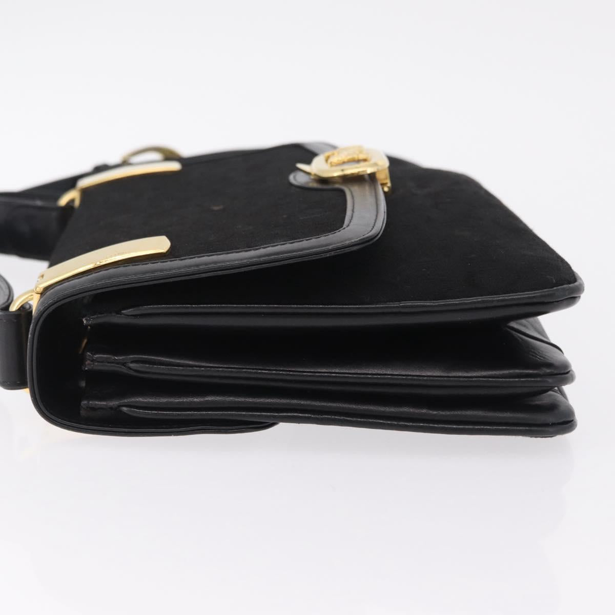 CELINE C Sulky Shoulder Bag Canvas Black Gold Auth ep16244