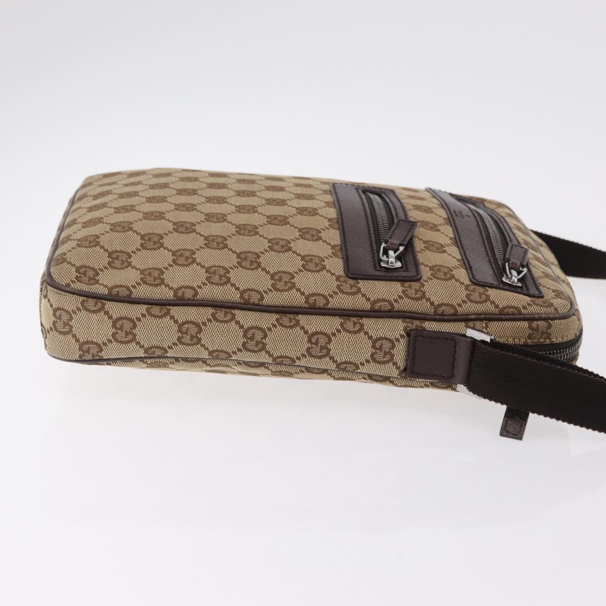 GUCCI GG Canvas Shoulder Bag Beige Silver 92551 Auth ep16248