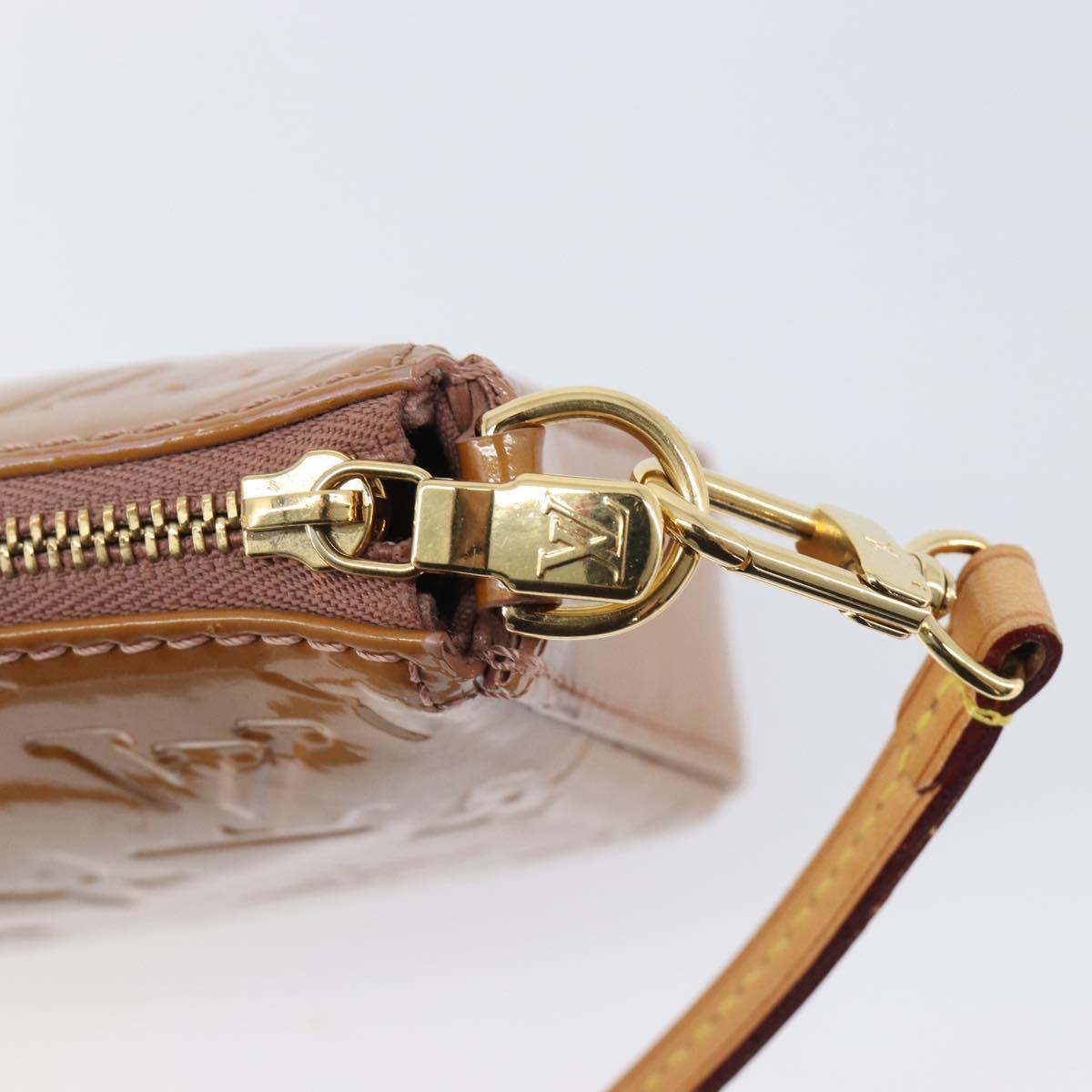 LOUIS VUITTON Monogram Vernis Pochette Pouch Rose Velours M91575 Auth ep16250A