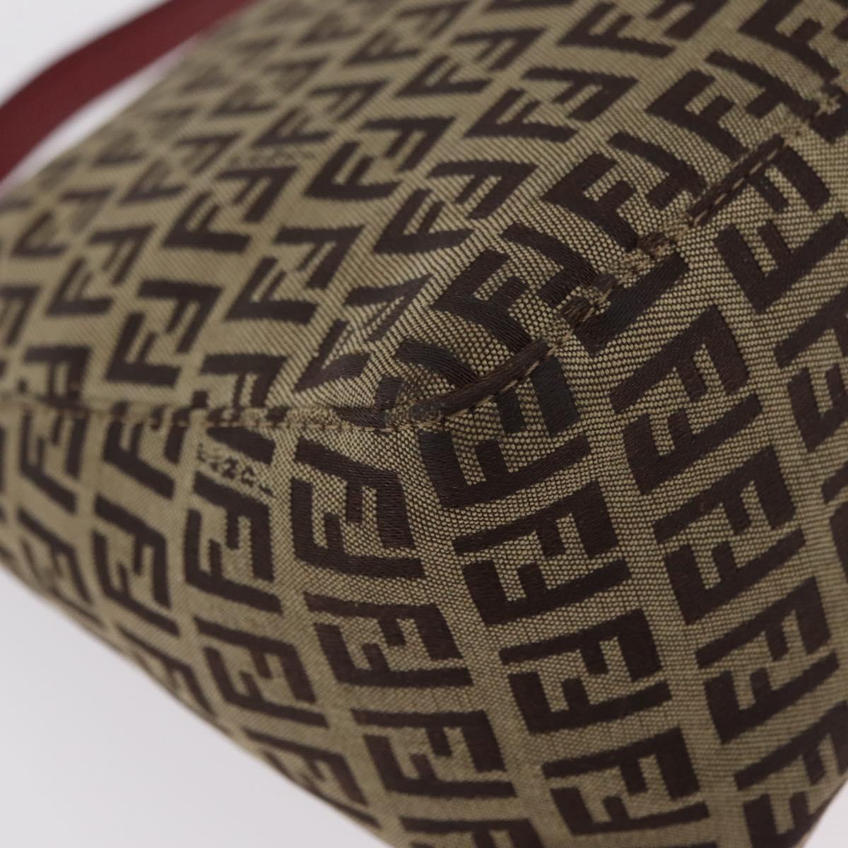 FENDI Zucchino Canvas Hand Bag Beige Gold Auth ep16251