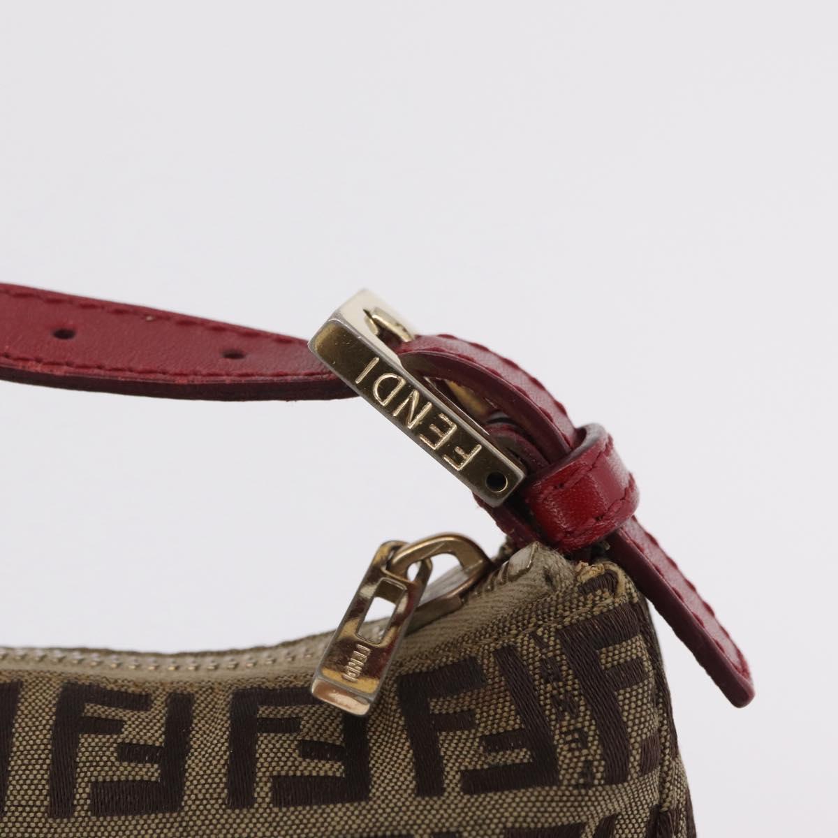 FENDI Zucchino Canvas Hand Bag Beige Gold Auth ep16251