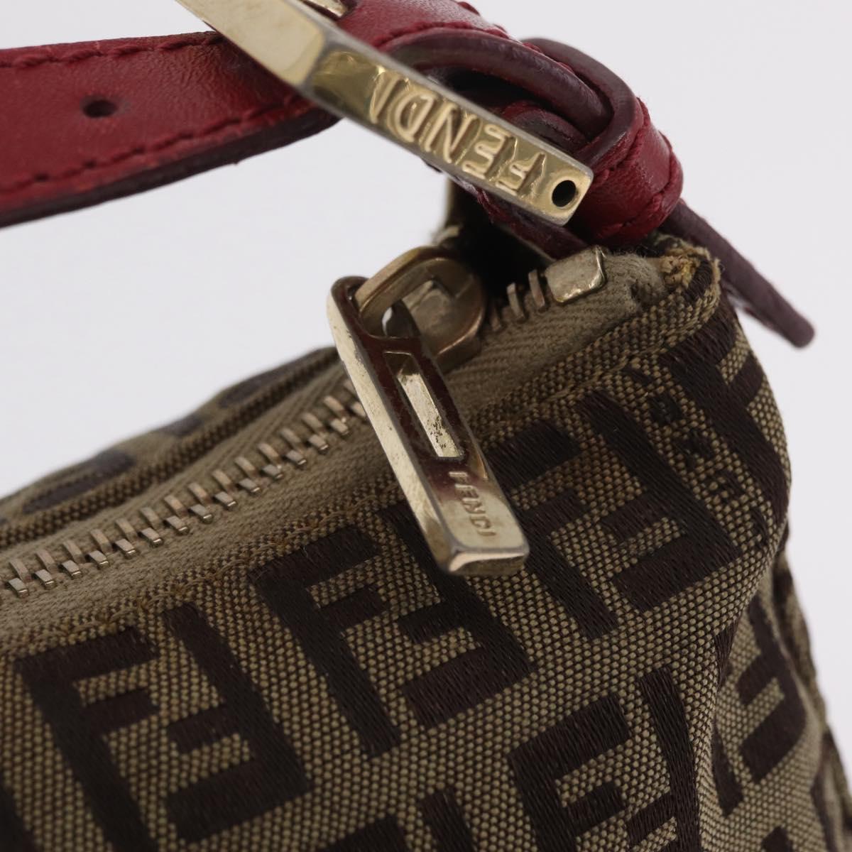 FENDI Zucchino Canvas Hand Bag Beige Gold Auth ep16251