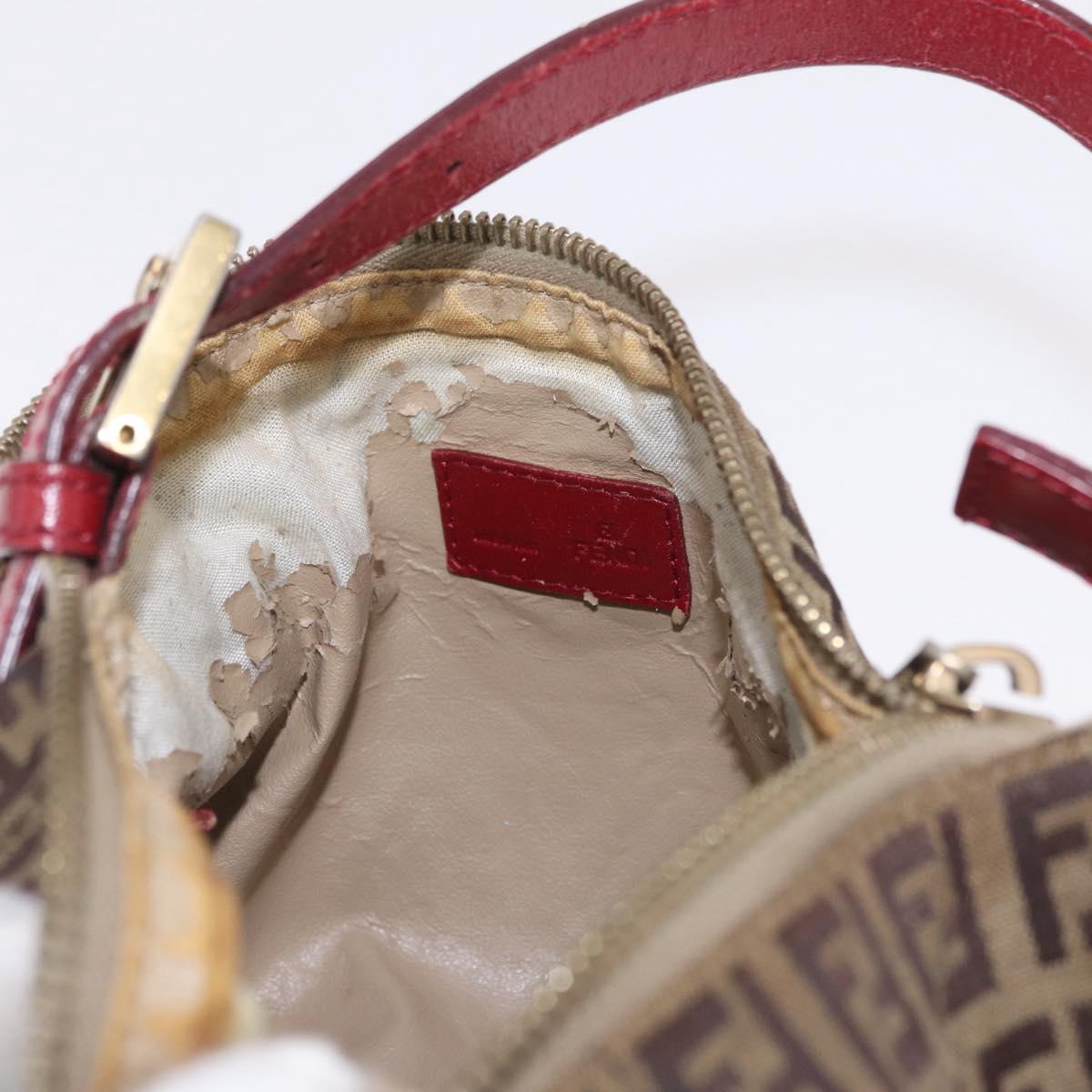 FENDI Zucchino Canvas Hand Bag Beige Gold Auth ep16251