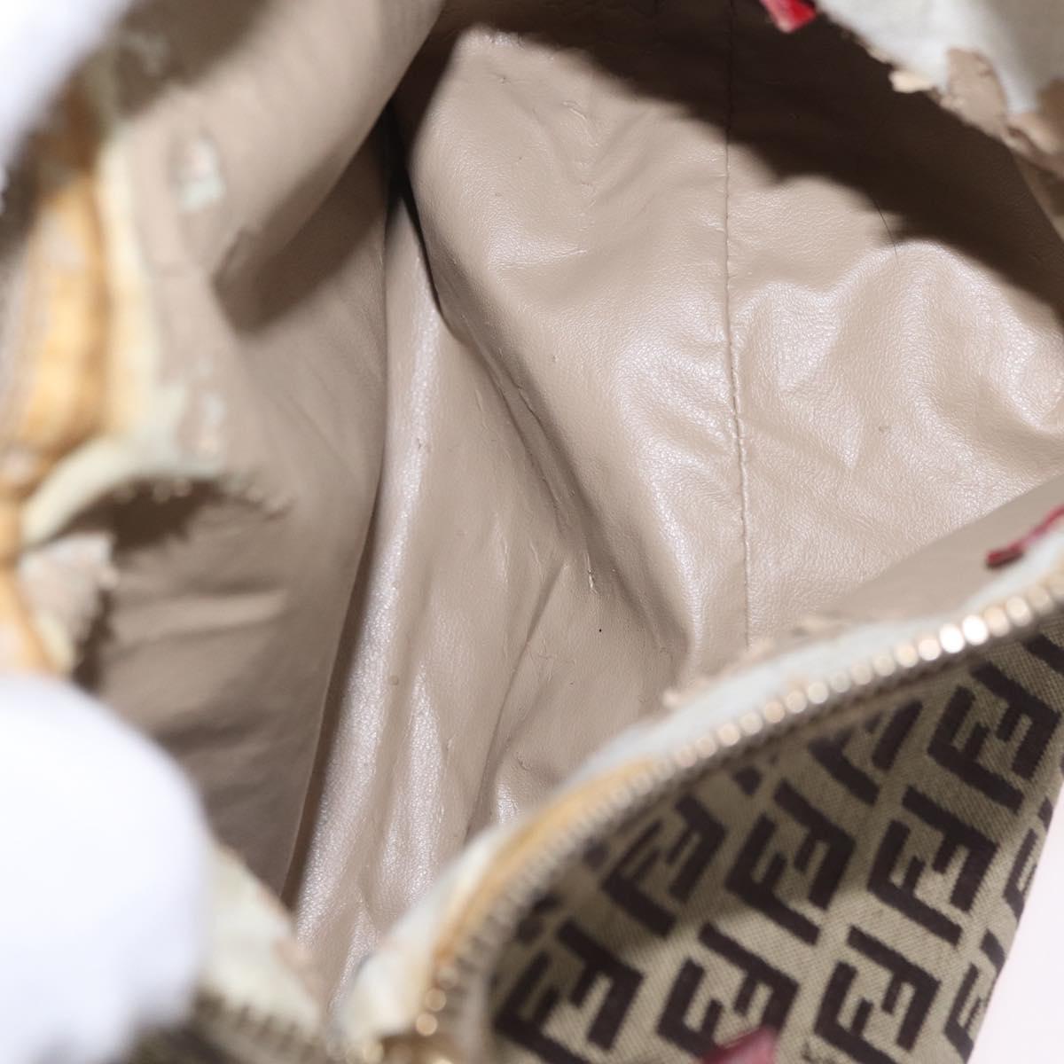 FENDI Zucchino Canvas Hand Bag Beige Gold Auth ep16251