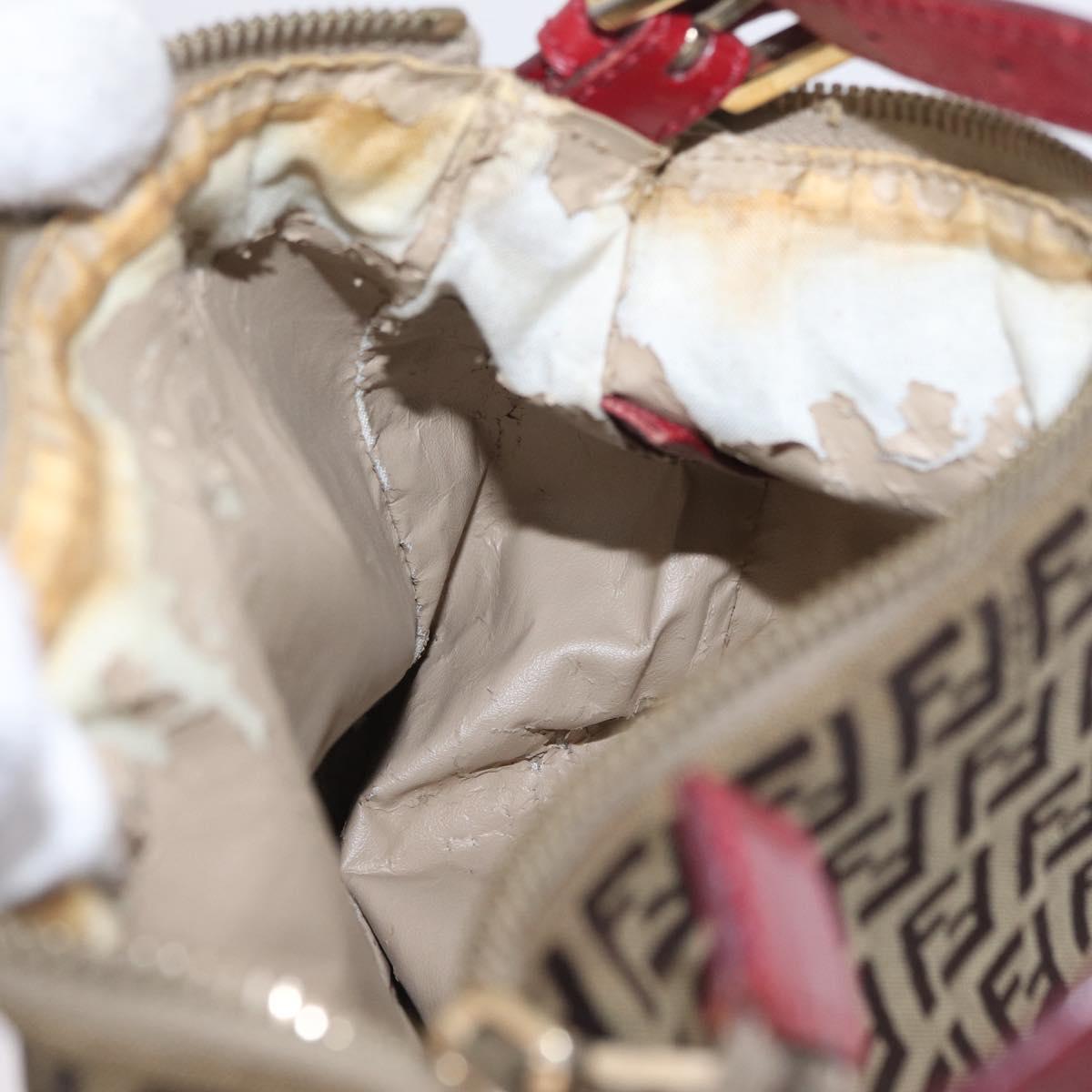 FENDI Zucchino Canvas Hand Bag Beige Gold Auth ep16251