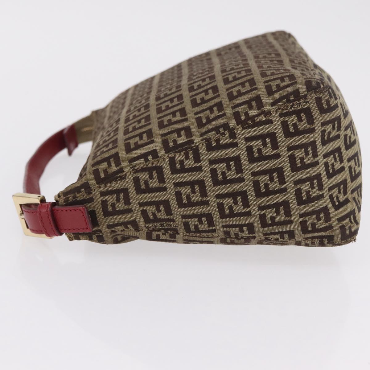 FENDI Zucchino Canvas Hand Bag Beige Gold Auth ep16251