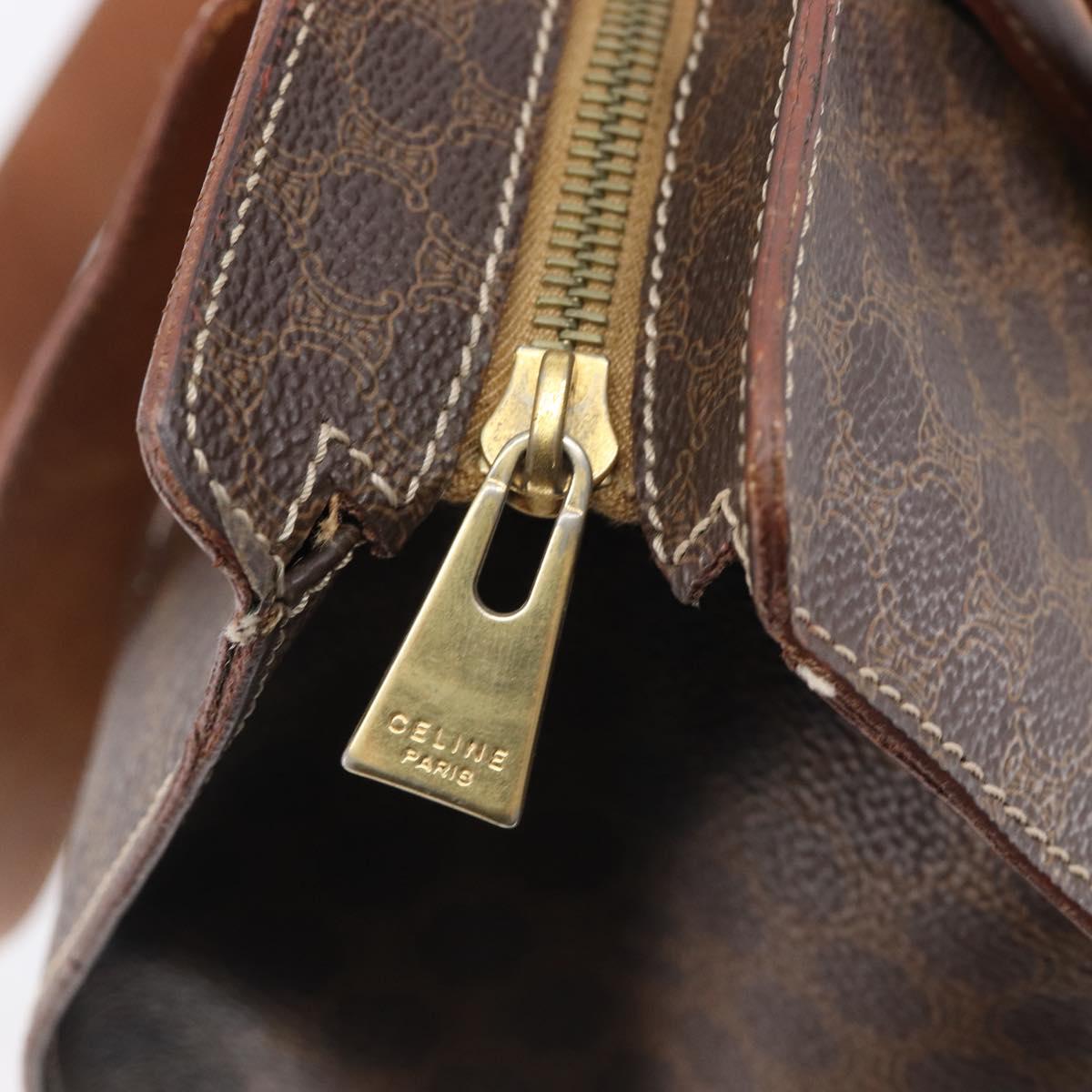CELINE Macadam Canvas Tote Bag PVC Leather Brown Gold Auth ep16252