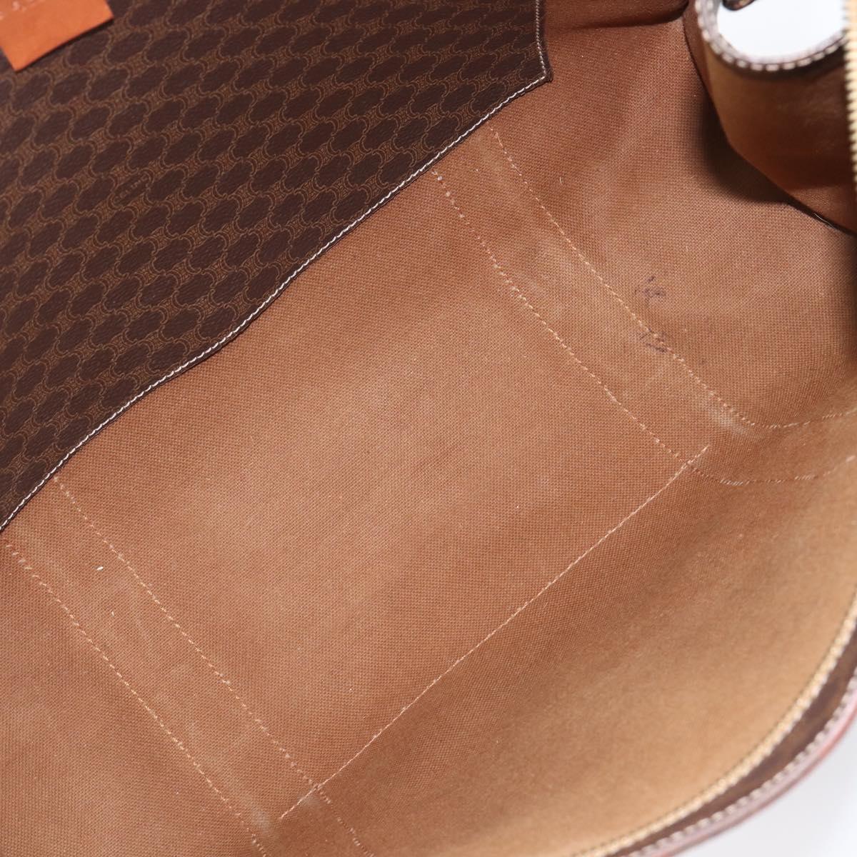 CELINE Macadam Canvas Tote Bag PVC Leather Brown Gold Auth ep16252