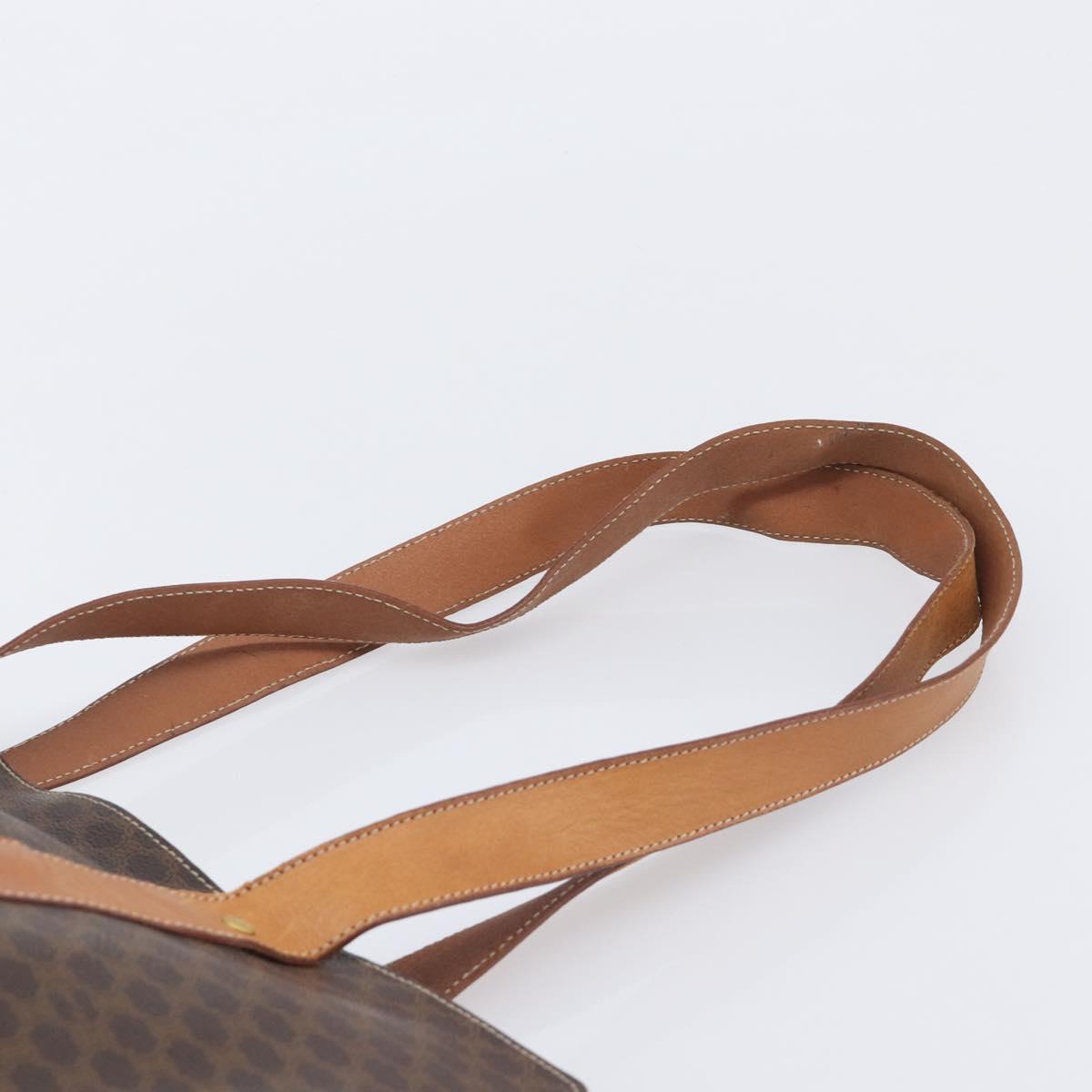 CELINE Macadam Canvas Tote Bag PVC Leather Brown Gold Auth ep16252