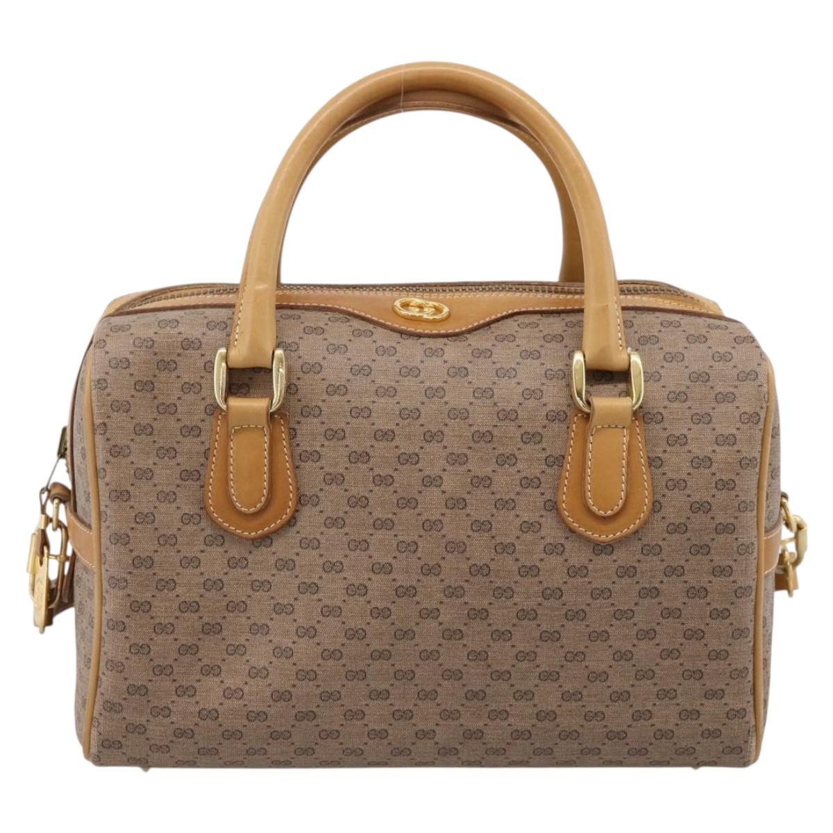 GUCCI Micro GG Supreme Hand Bag PVC 2way Beige Gold 67 02 4422 Auth ep16253