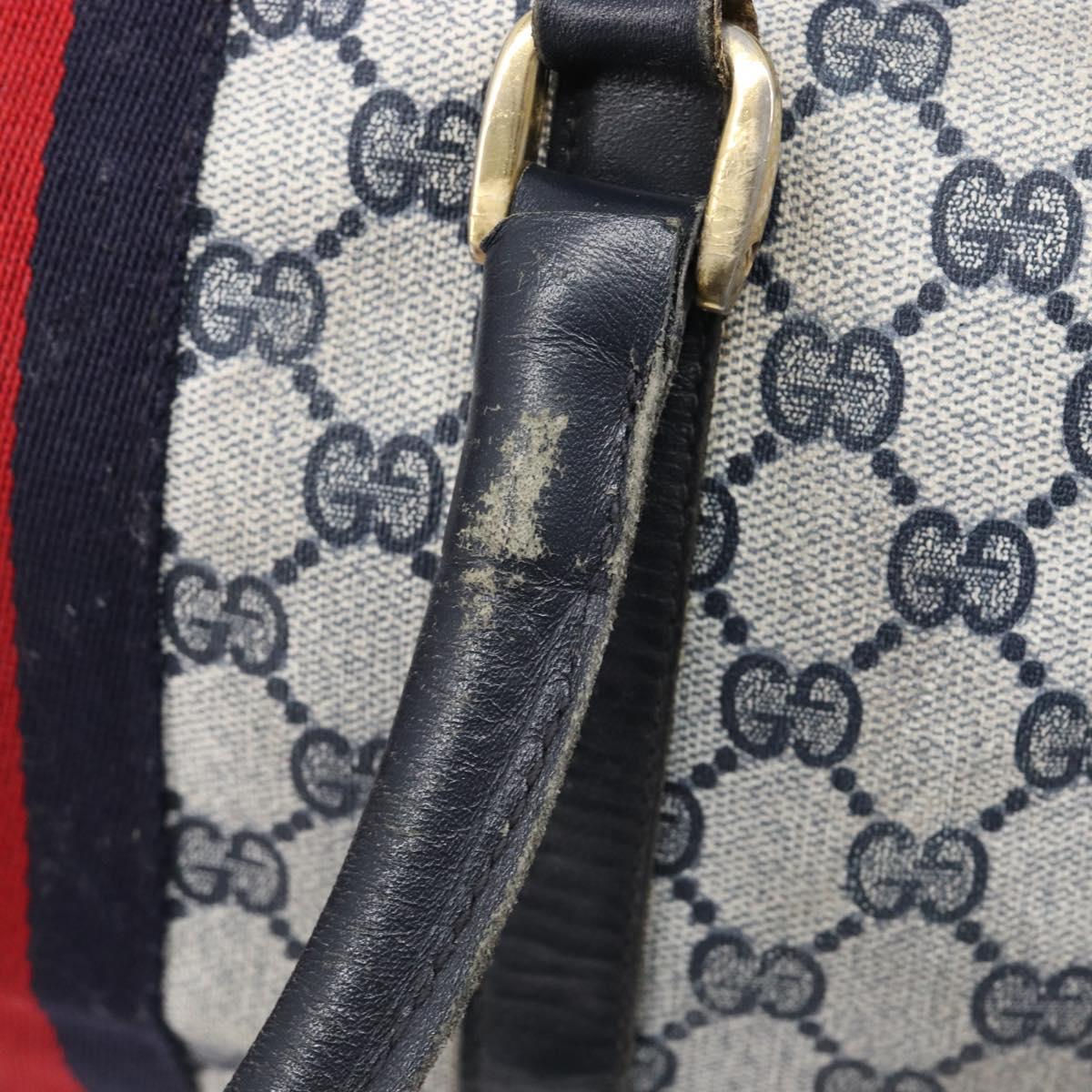 GUCCI GG Supreme Boston Bag PVC Navy Gold Auth ep16260