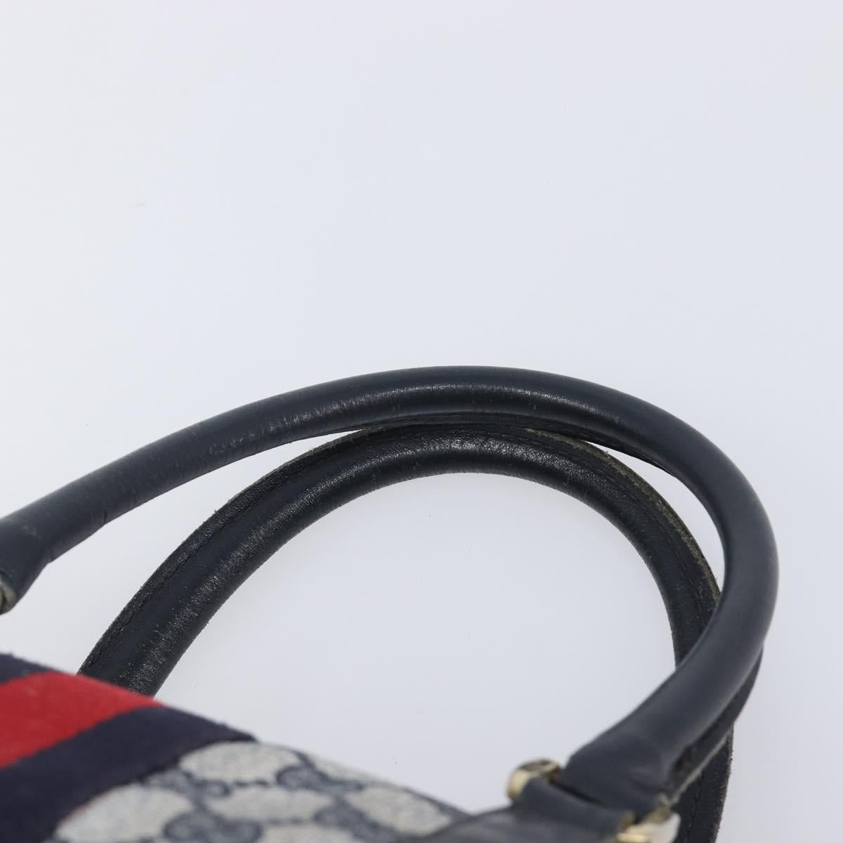 GUCCI GG Supreme Boston Bag PVC Navy Gold Auth ep16260