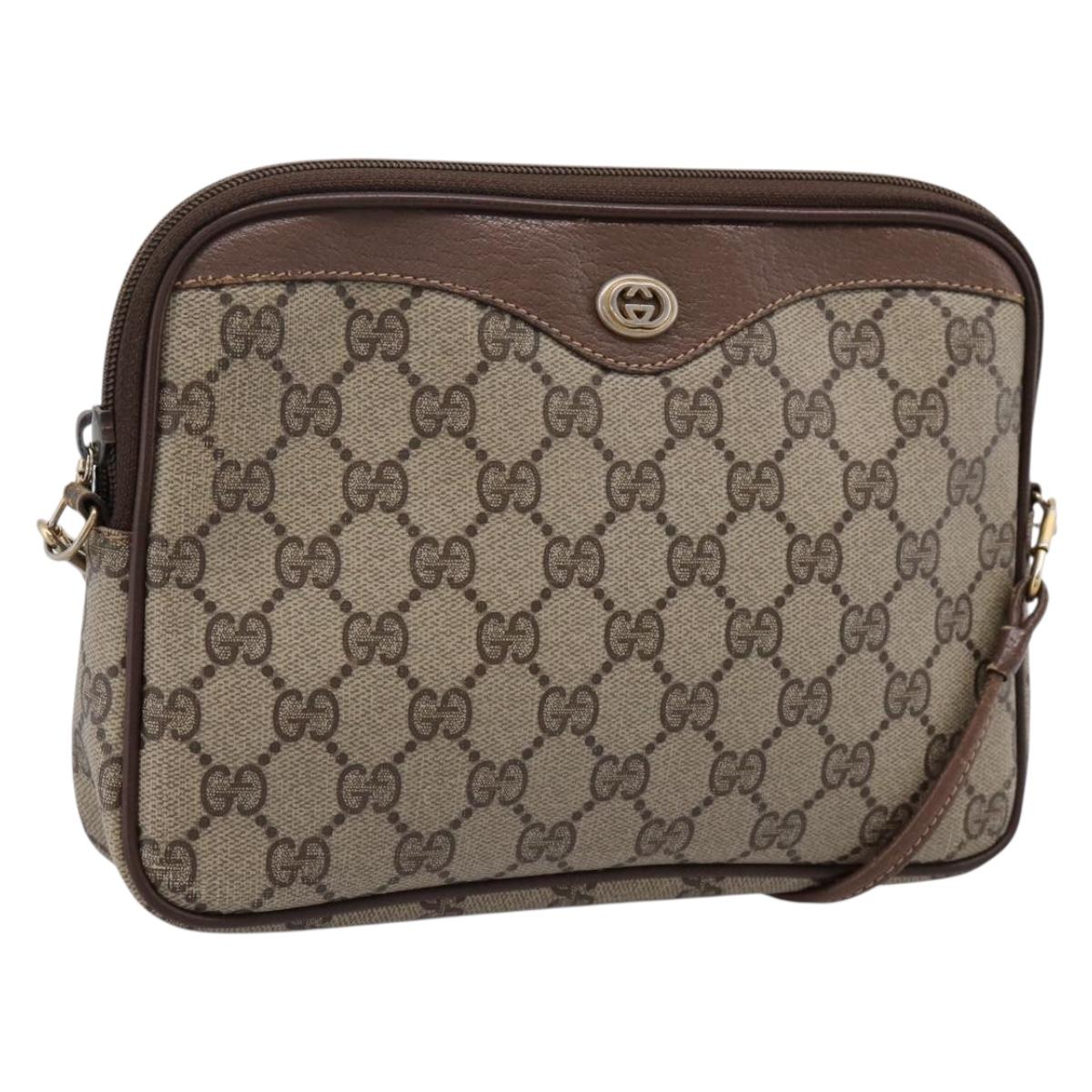 GUCCI GG Supreme Shoulder Bag PVC Beige Gold 97 02 068 Auth ep16266