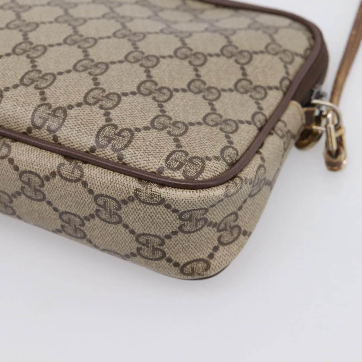 GUCCI GG Supreme Shoulder Bag PVC Beige Gold 97 02 068 Auth ep16266