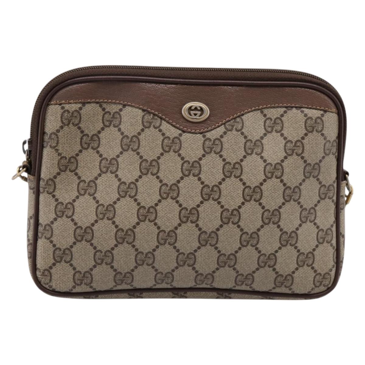 GUCCI GG Supreme Shoulder Bag PVC Beige Gold 97 02 068 Auth ep16266