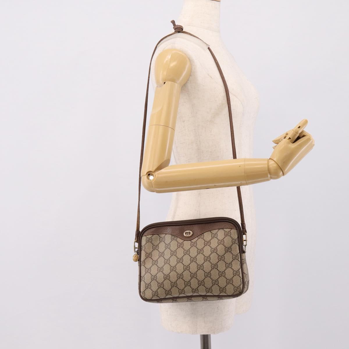 GUCCI GG Supreme Shoulder Bag PVC Beige Gold 97 02 068 Auth ep16266