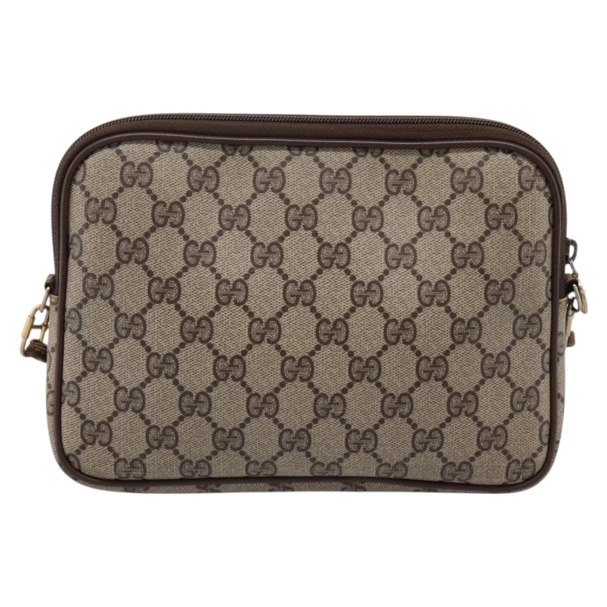 GUCCI GG Supreme Shoulder Bag PVC Beige Gold 97 02 068 Auth ep16266
